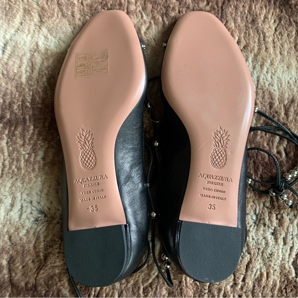 Aquazzura Mystique Ballet Flats Black Silver - Picture 13 of 14